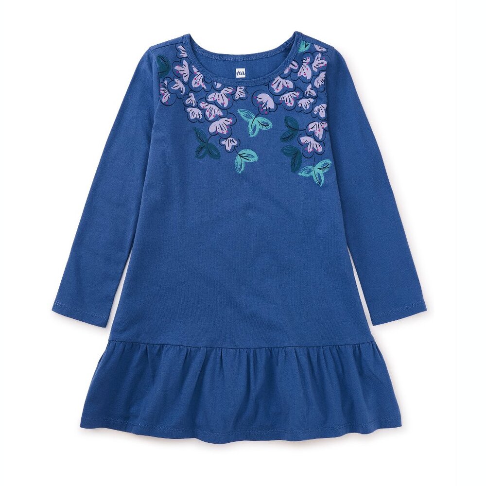 Tea Collection Girls Ruffle Hem Botanical Floral Graphic Dress